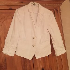 White Express Blazer 3/4 ruched sleeves