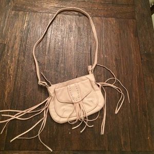Mango light pink fringe studded purse