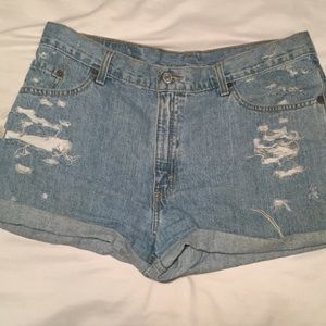 Levi Custom Distressed High-Waisted Shorts