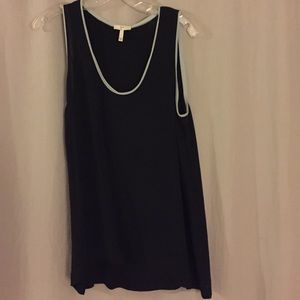 Joie 100% silk black tank with light blue piping