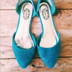 Teal, two-textured flats