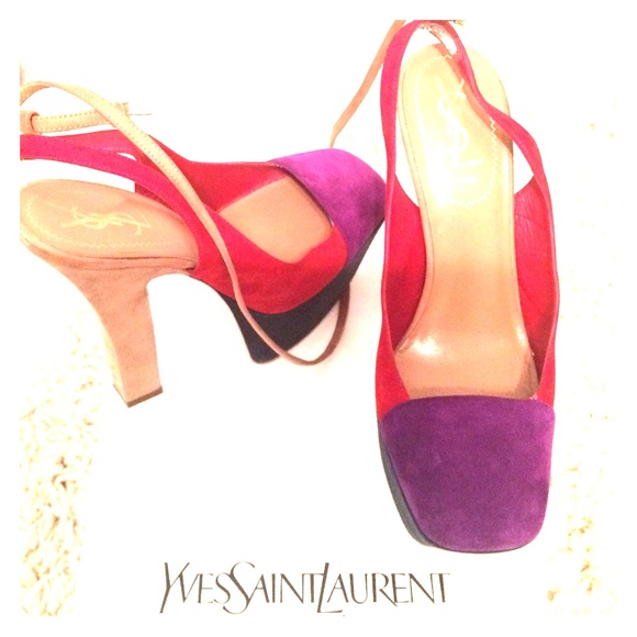 Yves Saint Laurent Suede Color Block Platform