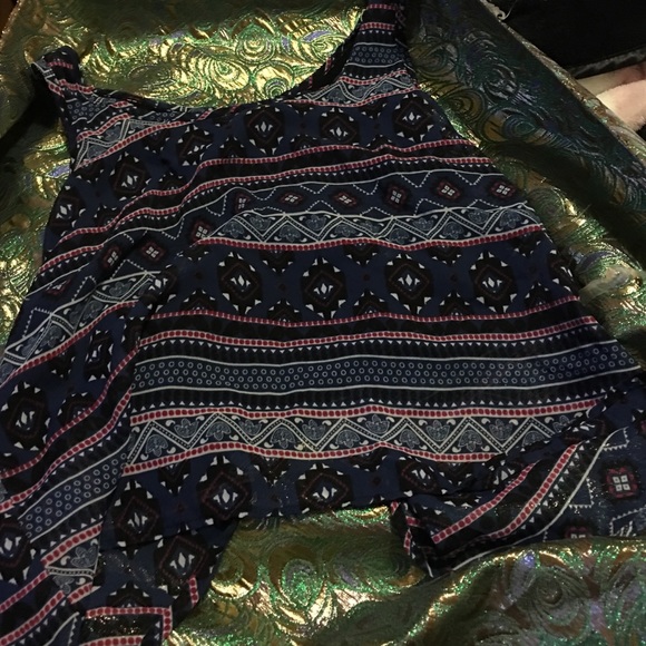 Charlotte Russe asymmetrical blue tribal top
