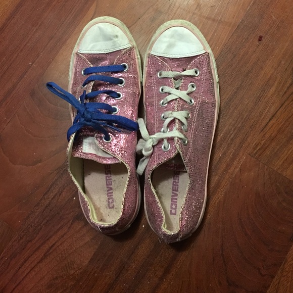 Pink sparkly converse! Size 10