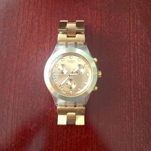 Swatch Gold Chronograph Watch