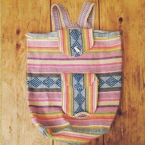 Colorful, woven backpack from Mexico