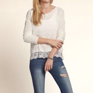 Lace Trim Fine Knit Sweater