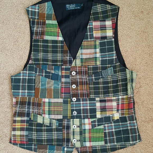 Mens Madras Vest Size M
