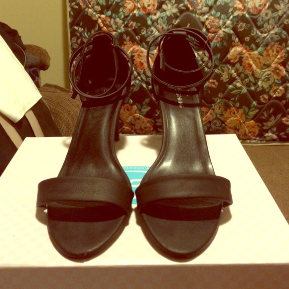 Black Open-Toe Sandal Heels