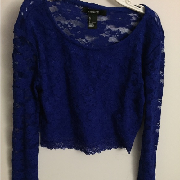 Lace blue crop top forever 21