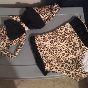 Cheetah print high waisted bikini