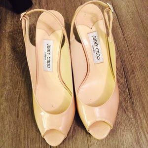 Jimmy Choo nude peep toe heels