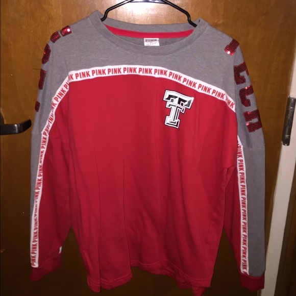 VS Pink Texas Tech Bedazzled Sweater