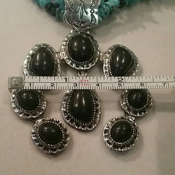 Gorgeous Turquoise & Black Howlite Squash Blossom - Picture 2 of 4