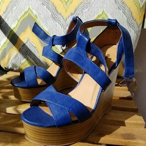 Adorable Blue Charlotte Russe Wedge Sandals Sz9