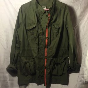 OldNavy Military Olive green coat w/ orange lining