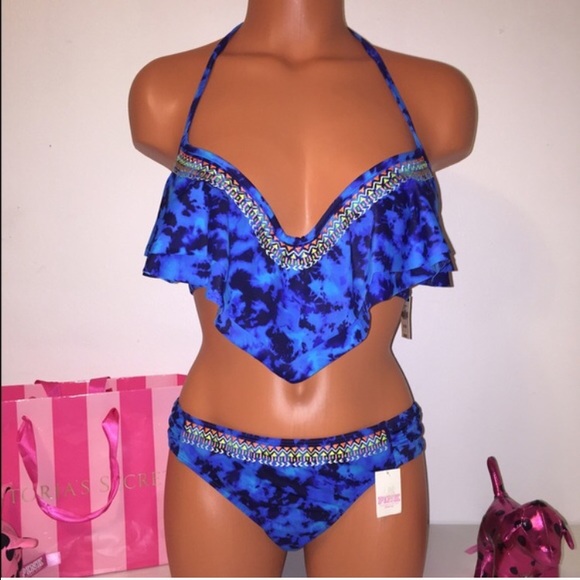 PINK Victoria's Secret Other - 🚫SOLD🚫NEW PINK VS FLOUNCE AZTEC SWIMSUIT