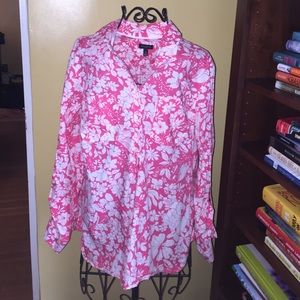 Pink Floral Talbots Top