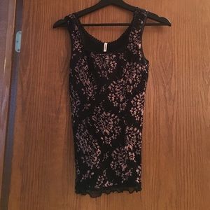 Women's black tank with pink underneath