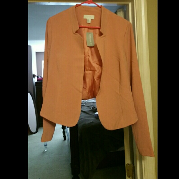 Plus Size Textured Blazer Rose Colored XL