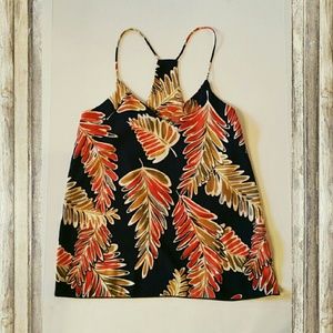 Navy & Orange Leaf Top