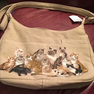 Shoulder/cross body purse with cat design
