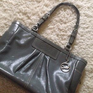 Authentic Coach Gray Patent Leather East West Tote