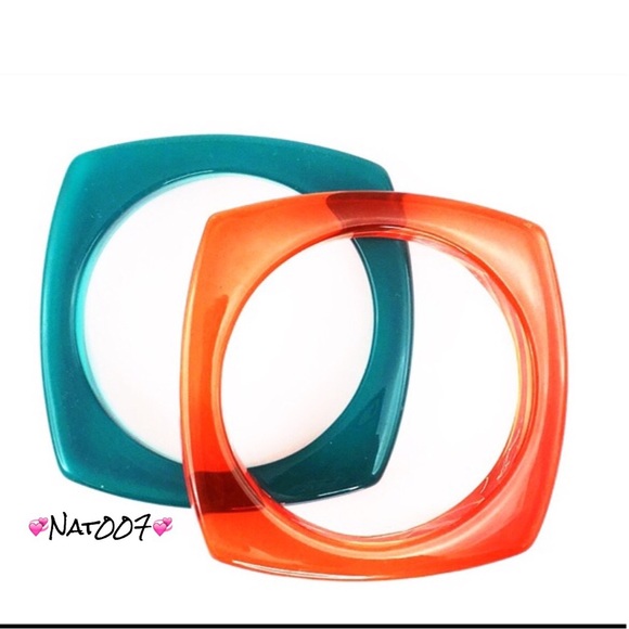 Translucent Orange and Blue thin bangles. - Picture 2 of 2