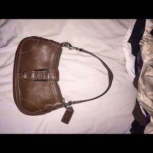 Coach tan leather mini purse
