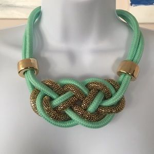 New aqua teal rope and chain necklace