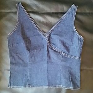 Denim v neck crop top