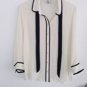 Black trimmed Blouse- M