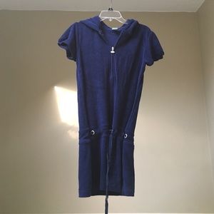 Terry cloth navy swimsuit dress cover up