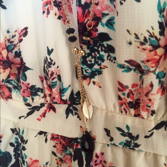🇺🇸💐Flower Print Halter Romper, Coral - Picture 4 of 4