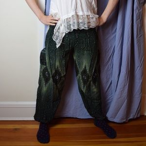 Green elephant pants