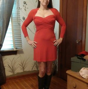 Red BCBG mini dress with back cut out 37"