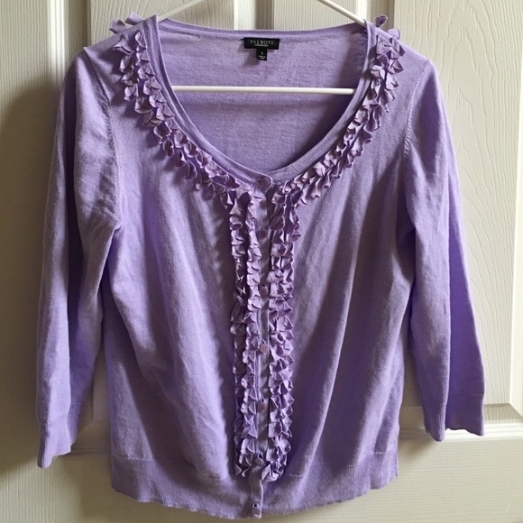 SOLD! TALBOTS CARDIGAN Size Small. Ruffled front.