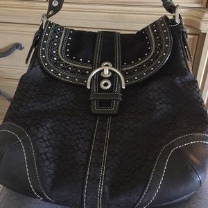Coach Studded Whipstitch Suede Cross Body Purse