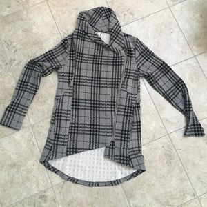 Polyester gray and black asymmetrical zip up