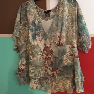 Blue Lane Bryant Short Sleeve Blouse w Zipper