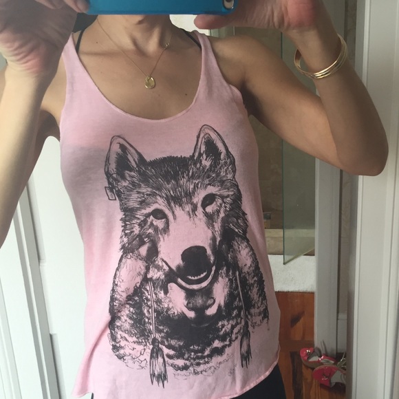NWOT Wolf in Sheep's clothes pink tank.