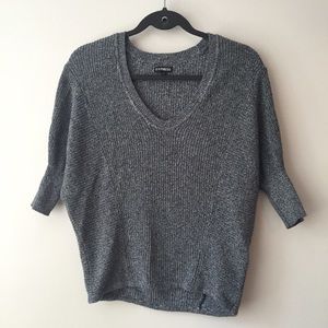Gray Express Hi Lo V Neck Sweater XS