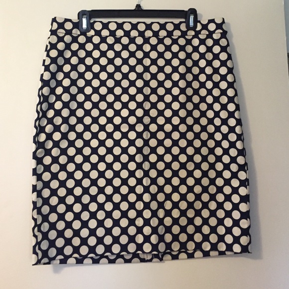 J. Crew Navy with Tan Polka Dots Pencil Skirt