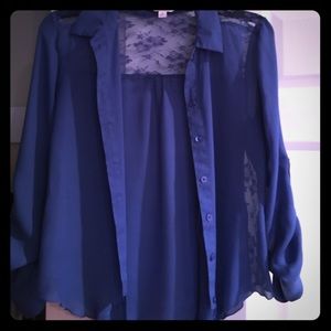 Blue candies shirt with lace. Size medium