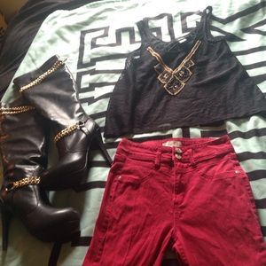 Justfab boots and rue 21 tank