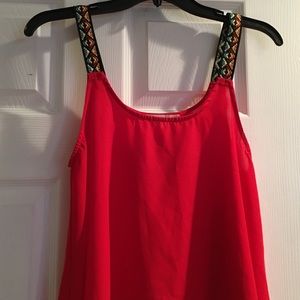 Red tribal crop top. Size medium.