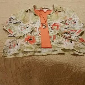 Linen blend shirt w/matching tank