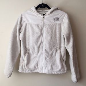 North Face White Fleece Zip Up Hoodie