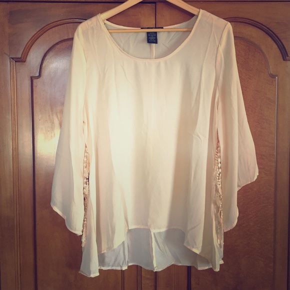 Sheer blouse with fringe detail