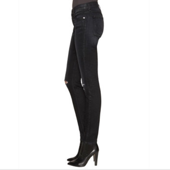 7 For All Mankind Distressed Skinny Jean Icy Black - Picture 3 of 6